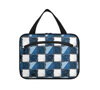 EtherSpher Blu e Bianco A Scacchi Modello appeso appeso viaggio toilette borsa con gancio, designer necessità medicina borse per le donne crociere porta cosmeticos mujer para cartera L, Motivo a