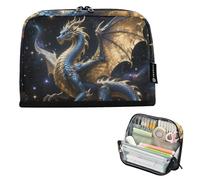 EtherSpher Blu e Dorato Drago Matita Borse Grande Capacità Penna Bag Morbido Cancelleria Penna Sacchetto per Uomo Viaggio caja para lapices escolares nina