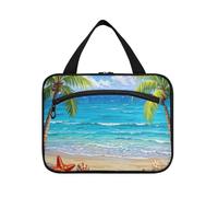 EtherSpher Blu Estate Vacanza Spiaggia Albero di cocco appeso articoli da toeletta borsa da viaggio donne con gancio, designer moda grande capacità trucco borsa per il viaggio deve viaggiare bolsa