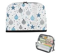 EtherSpher Blu Grigio Natale Star Ball matita sacchetti di grande capacità casi di penna con cerniera sacchetto di cancelleria per adulti grado forniture scolastiche estuche para lapices pequeno