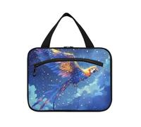 EtherSpher Blu-oro Glowing Flying Parrot appeso kit da toeletta da viaggio con gancio, designer necessità trucco borsa organizzatore per accessori must haves palestra bolso para maquillaje de mujer L