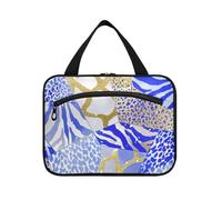 EtherSpher Blu Oro Irregolare Marmo Leopard Print appeso grande capacità viaggio borsa cosmetica con gancio, designer borse mediche impermeabili per le signore bagno bolso de para mujer L, Stampa