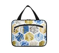 EtherSpher Blu Oro Marmo Texture appeso caso da viaggio per articoli da toeletta con gancio, necessità progettista grande capacità trucco borsa per mamma lavoro bolso viajero para mujer L, Texture