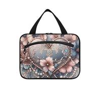 EtherSpher Blu Rosa Barocco Farfalla Cuore appeso borsa da toilette da viaggio per le donne con gancio, designer borse per il trucco pieghevoli per il viaggio trucco bagno estuche para guardar