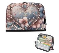 EtherSpher Blu Rosa Barocco Farfalla Cuore matita pouches Grande Capacità Trucco Sacchetti Organizzatore di Immagazzinaggio Multifunzionale per Ragazze High School estuche para colores