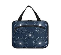 EtherSpher Blu scuro Circle FIORE e bianchi appeso articoli da toeletta borsa da viaggio donna con gancio, designer chic borsa con scomparti per le donne kit di lavoro da viaggio de para mujer L