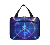 EtherSpher Blu scuro Mystic Tarocchi Astrologia appeso borsa trucco grande viaggio con gancio, designer impermeabile make up bag per viaggio must have WC bolsos para hombre L, Astrologia dei tarocchi