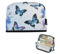 EtherSpher Blu-viola Rosa Farfalla Astuccio Grande Capacità Trucco Con Slot Cancelleria Penna Bag per Studente Scuola Media Lapiceros para mujer