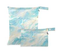 EtherSpher Blue and Gold Dream Water Ripple borse da bagno a prova di disordine 2 confezioni essenziali da viaggio per bambini con manici per viaggi, spiaggia