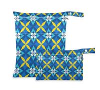 EtherSpher Blue and Yellow Japanese Vintage Flowers impermeabile sacchetto bagnato bambino 2 Pack essenziale da viaggio per bambino con manici per viaggi, viaggio