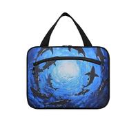 EtherSpher Blue Bottom pesce mare appeso borsa da toilette per gli uomini viaggio con gancio, designer borsa da barba impermeabile per gli uomini per viaggiatore palestra bolsos para hombre L, Mare di