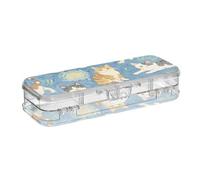 EtherSpher Blue Cat Art Painting Progettato Clear Pencil Box Double Deck Pencil Container per la scuola con coperchio