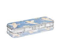 EtherSpher Blue Cupid Art Painting Progettato Clear Pencil Box Plastica Doppio Piano Trasparente Penne Custodie Per Artigianato Arte Con Coperchio A Scatto