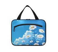 EtherSpher Blue Daisy Hello Sunshine Bloom Spring appeso borse da viaggio per le donne con gancio, custodia portatile di design per accessori da viaggio per le donne campeggio maletín para maquillaje