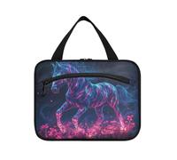 EtherSpher Blue Fire Horse appeso borse da toilette da viaggio con gancio, borsa lavabile di design per il trucco per gli elementi essenziali per le donne zaino in spalla estuche para guardar