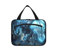 EtherSpher Blue Flash Technology Dragon Warrior appeso uomini borsa da toilette con gancio, designer multifunzionale borsa medicina per le donne deve viaggiare bolso para maquillaje L, Guerriero drago