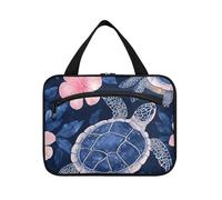 EtherSpher Blue Flower Tortoise appeso kit da barba borsa da viaggio con gancio, designer borse medicine pieghevoli per viaggio essenziali per le donne vacanza porta cosmeticos mujer para cartera L