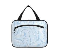 EtherSpher Blue Fresh Flowers appeso grande borsa da toilette sospesa con gancio, borsa da toilette pieghevole di design per accessori per le donne kit da lavoro de para mujer L, Fiori freschi blu
