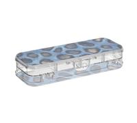 EtherSpher Blue Leopard Skin Texture Progettato Trasparente Matite Box Doppio Deck Penne Caso Scatole Rigide Per Forniture di Cancelleria Con Coperchio A Scatto