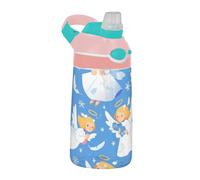 EtherSpher Blue Snow Angel Borraccia per bambini con cannuccia, portatile, trasparente, per acqua, latte, succhi, scuola, campeggio, sport termos para agua fria para ni?os