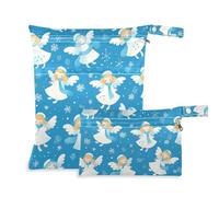 EtherSpher Blue Snow Angel - Borsa impermeabile invernale per pannolini, 2 pezzi, con manici per yoga, viaggi