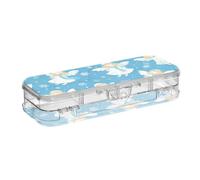 EtherSpher Blue Snow Angel Winter Progettato Clear Pencil Box 2 Layer Hard Pen Case per articoli di cancelleria con coperchio a scatto