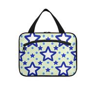 EtherSpher Blue Stars Dot Yellow Hanging mens borse da toilette per viaggiare con gancio, borsa da toilette di moda designer appeso per gli elementi essenziali di viaggio per le donne lavoro bolsas
