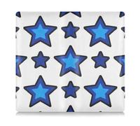 EtherSpher Blue Stars - Porta documenti essenziali, patente di guida, carta d'identità, in pelle, colore: bianco, stelle blu bianche, 1 size