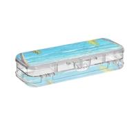 EtherSpher Blue Summer Vacation Beach Coconut Tree Progettato Clear Pencil Box Double Deck Penne Trasparente Custodie Per Forniture di Cancelleria Con Coperchio Snap-Tight