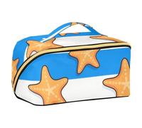 EtherSpher Blue White Striped Sea Star ha progettato le borse di trucco con i divisori grandi borse cosmetiche con la chiusura lampo verticale free-standing