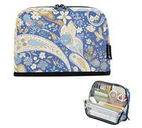 EtherSpher Boho Blu e Bianco Vintage Fiori Vintage Paisley Anacardi Matita Borse Grande Capacità Cosmetici Borsa Grande Organizzatore di Immagazzinaggio per Uomo Scuola bolsas para herramientas
