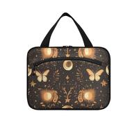 EtherSpher Boho Farfalla Luna appeso borsa cosmetica da viaggio con gancio, borsa cosmetica compatta di design per le donne che viaggiano bagno bolso viajero para mujer L, Boho farfalla luna, Large