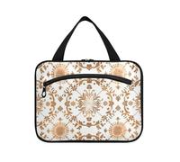 EtherSpher Boho Golden Pattern appeso articoli da toeletta borsa per le donne con gancio, designer essenziale kit da barba borse per gli uomini per gli elementi essenziali da viaggio per le donne che