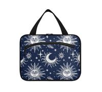 EtherSpher Boho Moon Dark Blue Hanging grande capacità borsa cosmetica da viaggio con gancio, borse medicine espandibili di design per gli elementi essenziali di viaggio lavoro bolso para maquillaje