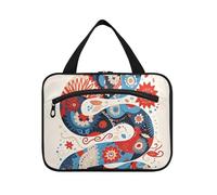 EtherSpher Boho Red and Blue Snake appeso trucco da viaggio con gancio, designer carino borsa per il trucco per auto per le donne zaino in spalla bolso para maquillaje de mujer L, Boho Serpente rosso