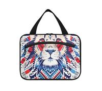 EtherSpher Boho Red Blue Lion borsa da viaggio da appendere kit da toilette con gancio, borsa cosmetica espandibile di design per oggetti essenziali per le donne hotel estuches para maquillaje L, Boho
