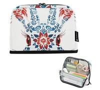 EtherSpher Boho Rosso e Blu Coniglio Pencil Box Caso Grande Capacità Make Up Bag Multi-Slot Storage Organizer per Studente Elementare cartera para lapices escolares de nina