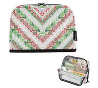 EtherSpher Boho Rosso e Verde Texture Irregolare Matita Organizzatore Caso Grande Capacità Penna Bag Slim Case Matita Holder per Teen Boys Viaggi estuche para lápices