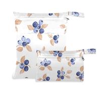EtherSpher Boho Simple Style Blueberry borsa bagnata con cerniera per bambini, confezione da 2 borse per pannolini, oggetti essenziali con manici per il bagno, la spiaggia