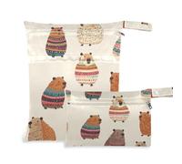 EtherSpher Boho Simple Style Capybara Rustic Zip grande borsa bagnata 2 Pack essenziale da viaggio per bambino con maniglie per pannolini per bambini, piscina