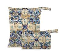 EtherSpher Boho Vintage Mandala Style Flower riutilizzabile Dry Bag impermeabile 2 Pack viaggio essenziale per volare con manici per spiaggia, yoga