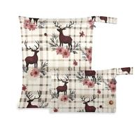 EtherSpher Borgogna Duiker Buffalo Plaid Daisy Egg Easter borse impermeabili riutilizzabili 2 Pack viaggio essenziale per bambino con manici per il bagno, asilo nido