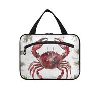 EtherSpher Borgogna Ferro di Cavallo Granchio Buffalo Plaid Fiocchi di neve Natale appeso kit per viaggio con gancio, designer borse cosmetiche impermeabili per adulti viaggio estuche para brochas
