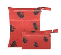 EtherSpher Borgogna Lady Bug Red borsa riutilizzabile per pannolini bagnati confezione da 2 pezzi essenziali da viaggio per bambino con manici per pannolini per bambini, piscina