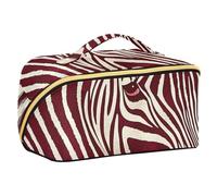 EtherSpher Borgogna pelle animale texture progettato borse cosmetiche con divisori borse cosmetiche leggere per le donne viaggio con scomparti e maniglia