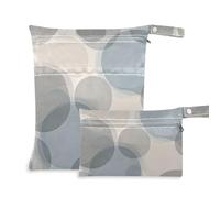 EtherSpher Borsa a pois colorata rotonda moderna grigia con cerniera per la spiaggia 2 Pack borsa bagnata per costume da bagno con manici per spiaggia, viaggi