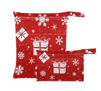 EtherSpher Borsa a prova di disordine con motivi natalizi con fiocchi di neve per bambini, confezione da 2 elementi essenziali da viaggio per bambini, con manici per fare il bagno, la palestra