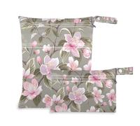 EtherSpher Borsa a secco bagnata a prova di disordine vintage con fiori rosa per parti del tiralatte confezione da 2 sacchetti bagnati per costume da bagno con manici per il bagno, viaggio