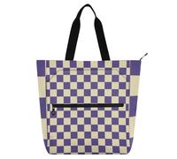 EtherSpher Borsa a tracolla decorativa per bambini, donne, uomini, viola e bianco, motivo scozzese americano, impermeabile, con cerniera, per scuola, lavoro, viaggi, arcobaleno para libros de