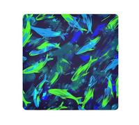 EtherSpher Borsa cosmetica con pesce blu neon e verde scuro panno protettivo per obiettivo fotocamera organizzatore di trucco portatile Wrap 21.7 X 21.7 Wrapper Organizer Borse per le donne, Pesce